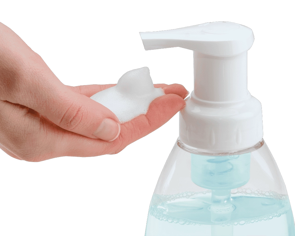 Hand with foam from Cloud Bottle pump